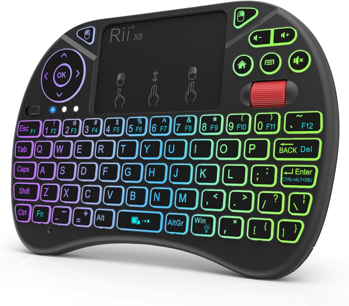 Rii X8 Mini Keyboard,2.4GHz Portable Wireless Keyboard with Touchpad Mouse,RGB Backlit,Rechargeable Battery for Android TV Box/Mac/PC/Nvidia Shield - Rii