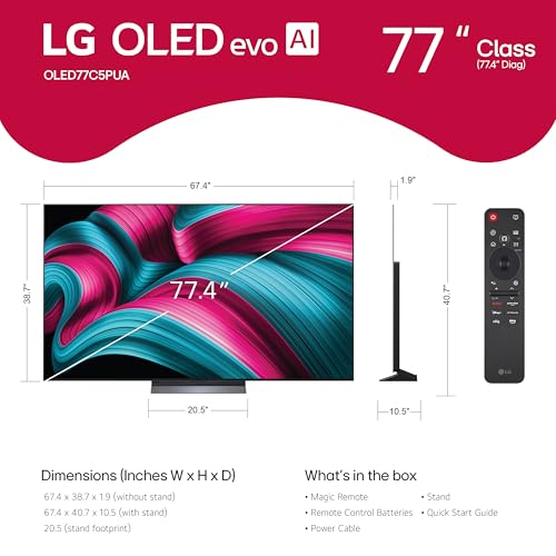 LG 77-Inch Class OLED evo AI 4K C5 Series Smart TV w/Dolby Atmos, Dolby Vision, HDR10, AI Super Upscaling 4K, Filmmaker Mode, Wow Orchestra, Alexa Built-in (OLED77C5PUA, 2025) customer photo 2
