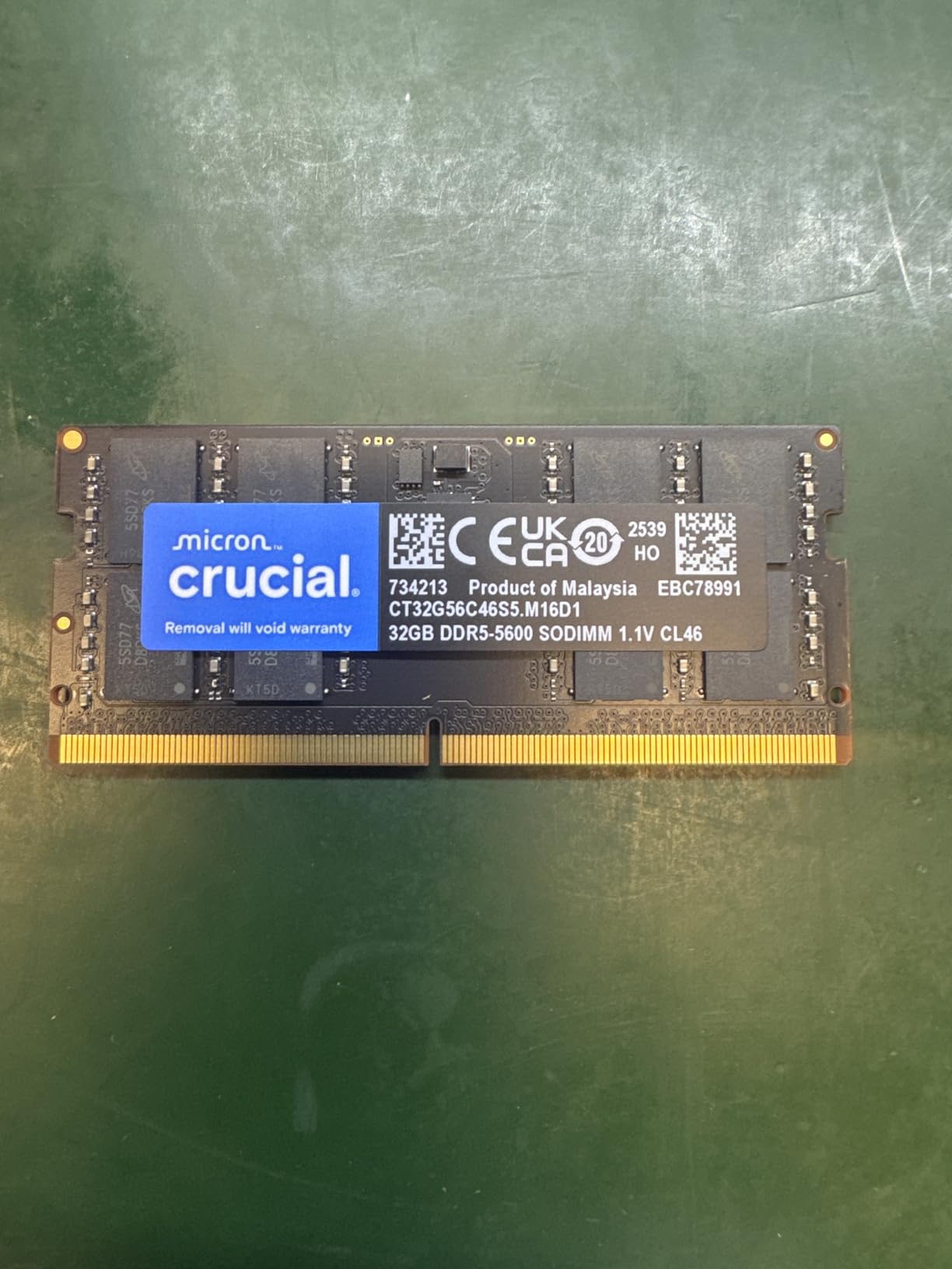 Crucial 32GB DDR5 RAM Kit (2x16GB), 5600MHz (or 5200MHz or 4800MHz) Laptop Memory 262-Pin SODIMM, Compatible with Intel Core and AMD Ryzen 7000, Black - CT2K16G56C46S5 - Customer Photo 1