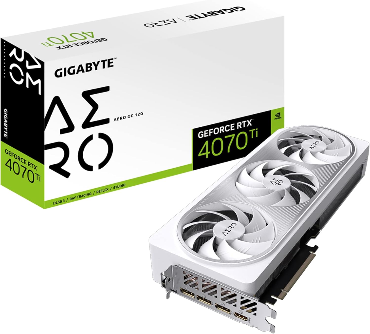 GIGABYTE GeForce RTX 4070 Ti AERO OC 12G Graphics Card, 3X WINDFORCE Fans, 12GB 192-bit GDDR6X, GV-N407TAERO OC-12GD Video Card - GIGABYTE