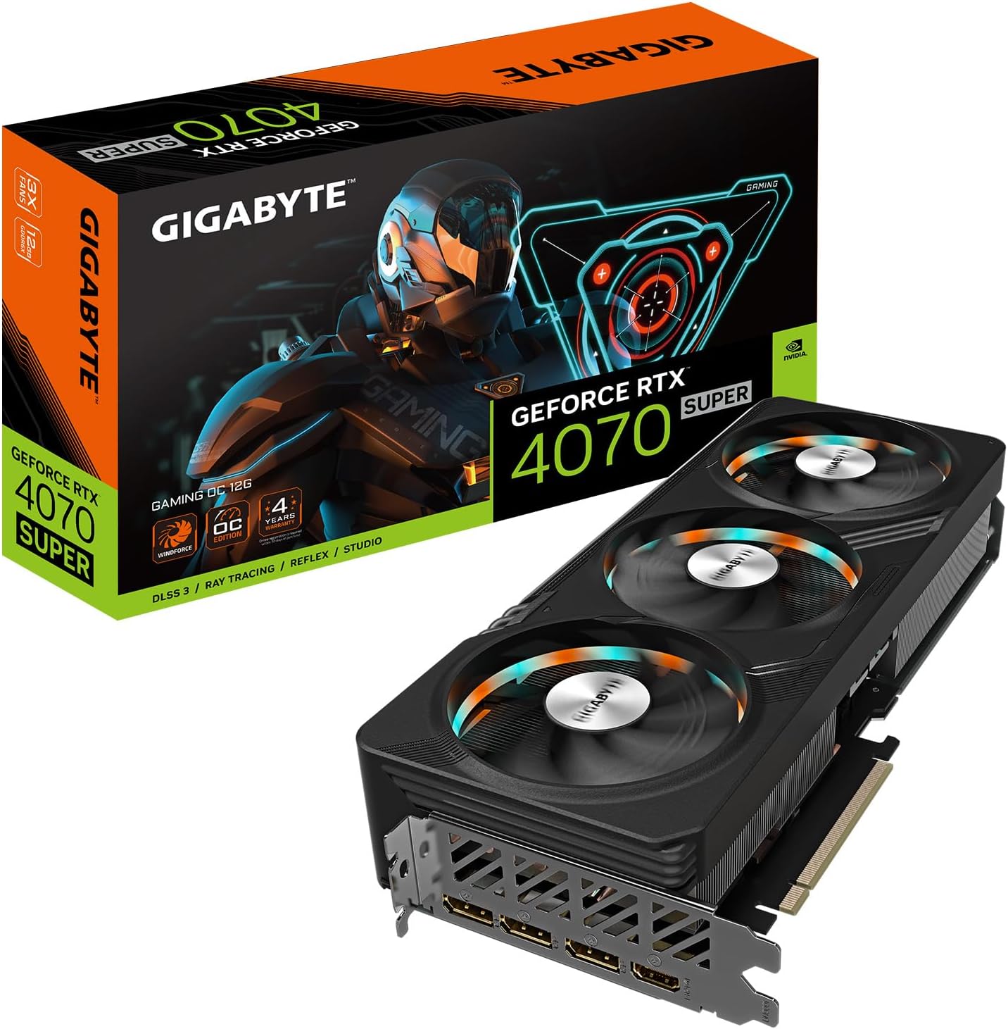 GIGABYTE GeForce RTX 4070 Super Gaming OC 12G Graphics Card, 3X WINDFORCE Fans, 12GB 192-bit GDDR6X, GV-N407SGAMING OC-12GD Video Card - GIGABYTE