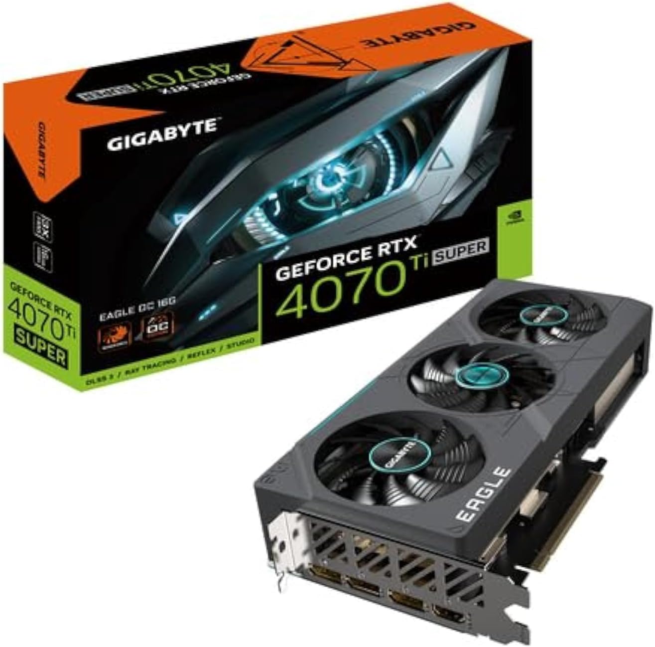 GIGABYTE GeForce RTX 4070 Ti Super Eagle OC 16G Graphics Card, 3X WINDFORCE Fans, 16GB 256-bit GDDR6X, GV-N407TSEAGLE OC-16GD Video Card - GIGABYTE
