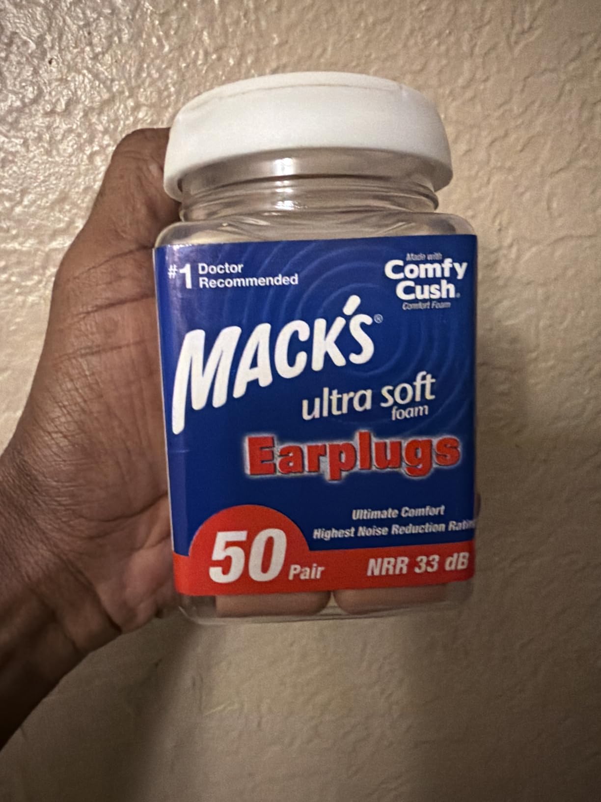 Mack's Ultra Soft Foam Earplugs, 50 Pair - 33dB Highest NRR, Comfortable Ear Plugs for Sleeping, Snoring, Travel, Concerts, Studying, Loud Noise, Work | Made in USA customer photo 2