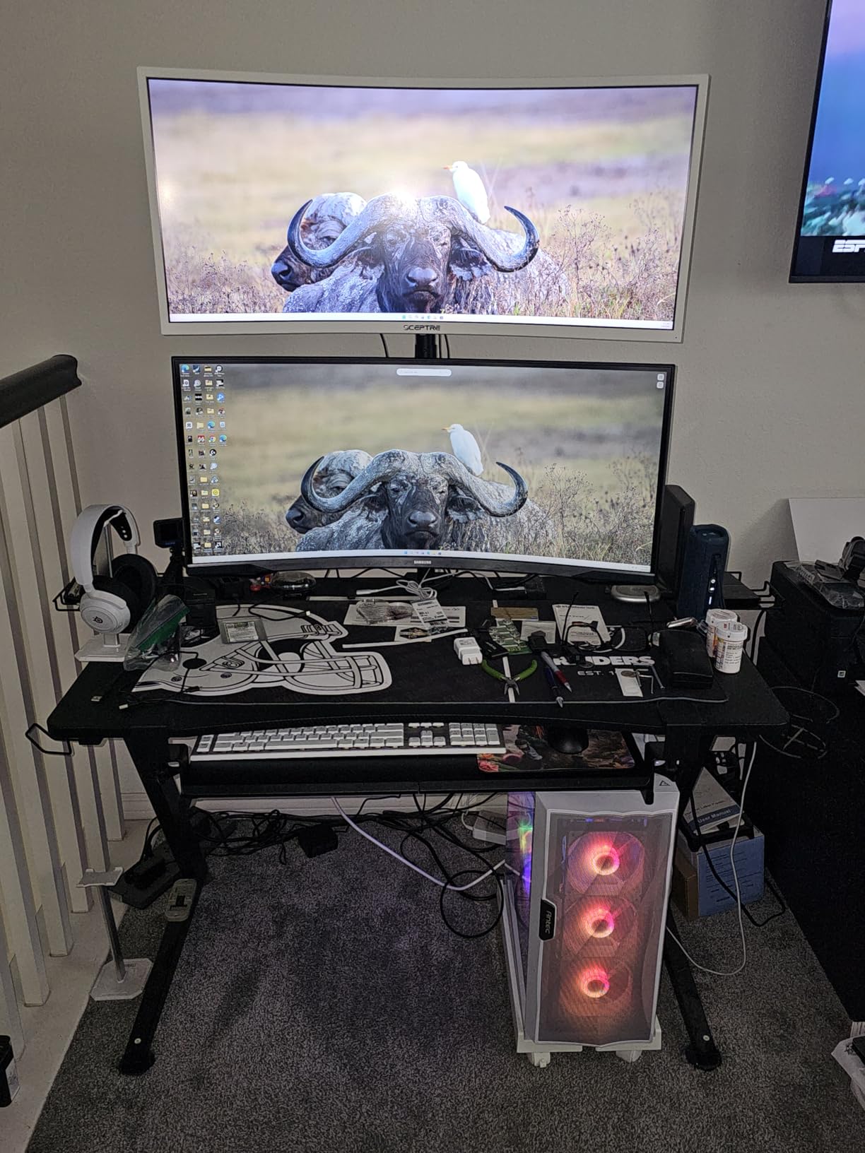 VIVO Dual Vertically Stacked Monitor Desk Mount, Extra Tall Adjustable Stand for 2 Ultrawides up to 34 inches, 22 lbs Capacity, Black, STAND-V002T customer photo 2