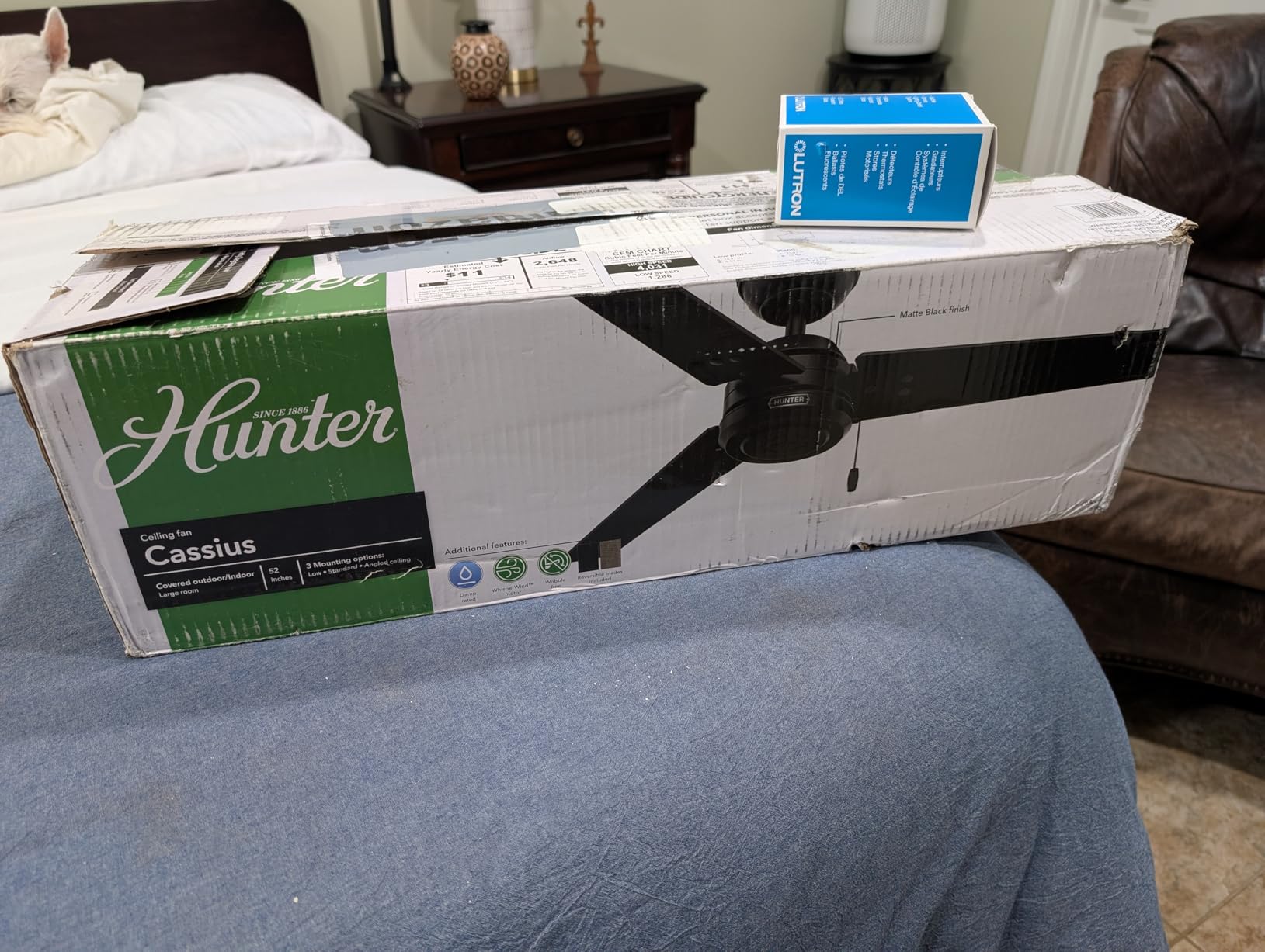 Hunter 52 inch Outdoor or Indoor Ceiling Fan No Light - Black Ceiling Fan without Light, For Patio, Porch, Garage, or Living Room, Standard Mount, 3 Blades, Pull Chain - Cassius 59264, Matte Black customer photo 1