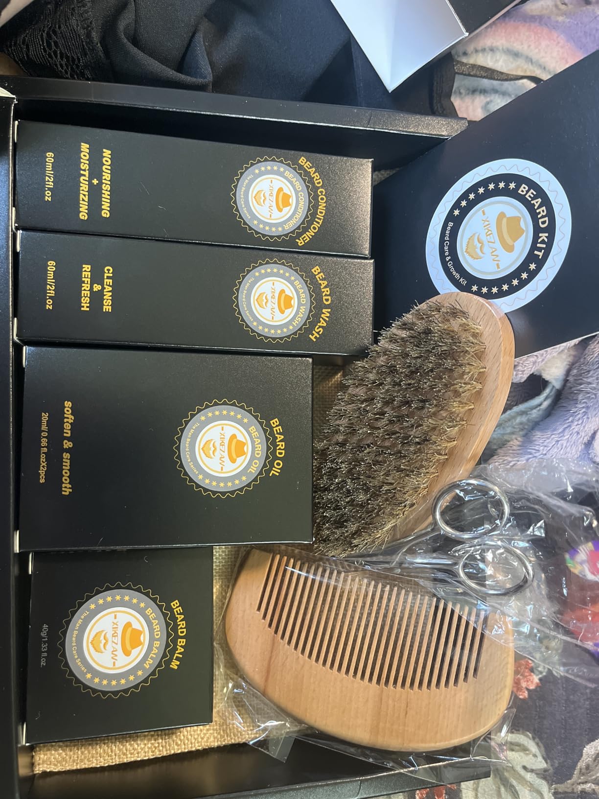 XIKEZAN Fathers Day Gifts for Dad Husband, Beard Kit for Men Grooming & Care w/ Beard Conditioner, Wash, Oil, Balm, Birthday Valentines Easter Gifts for Mens Him Boyfriend Christmas Stocking Stuffers customer photo 1
