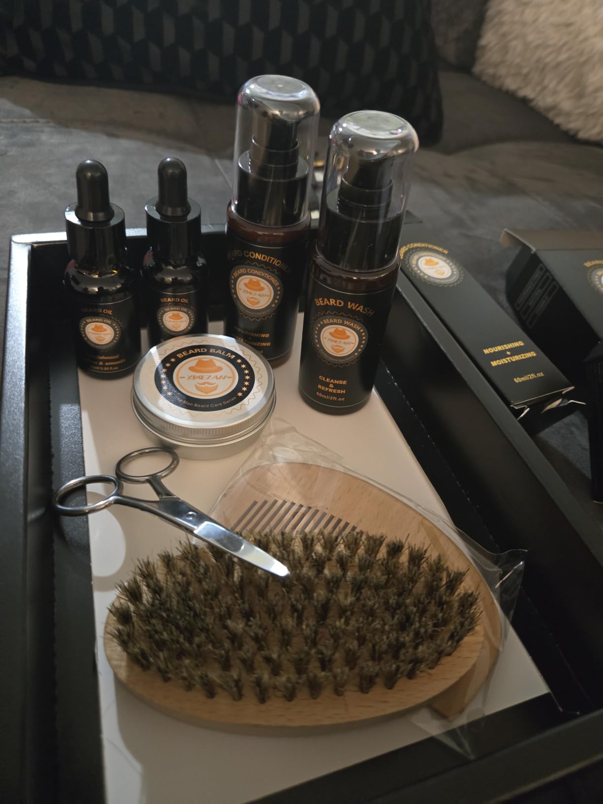 XIKEZAN Fathers Day Gifts for Dad Husband, Beard Kit for Men Grooming & Care w/ Beard Conditioner, Wash, Oil, Balm, Birthday Valentines Easter Gifts for Mens Him Boyfriend Christmas Stocking Stuffers customer photo 2