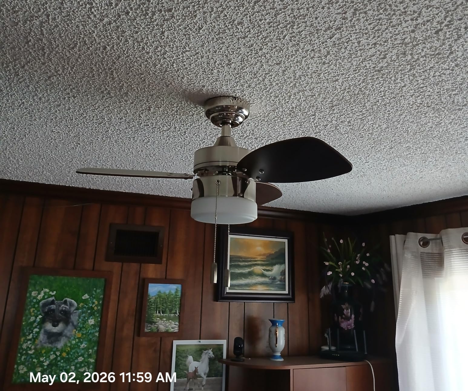 Honeywell Ceiling Fans Ocean Breeze Modern 30 Inch Ceiling Fan with Light, Pull Chain LED Indoor Fan with 3 Blades, White and Brown Maple Blade Finish Options, White (50600-01) customer photo 1