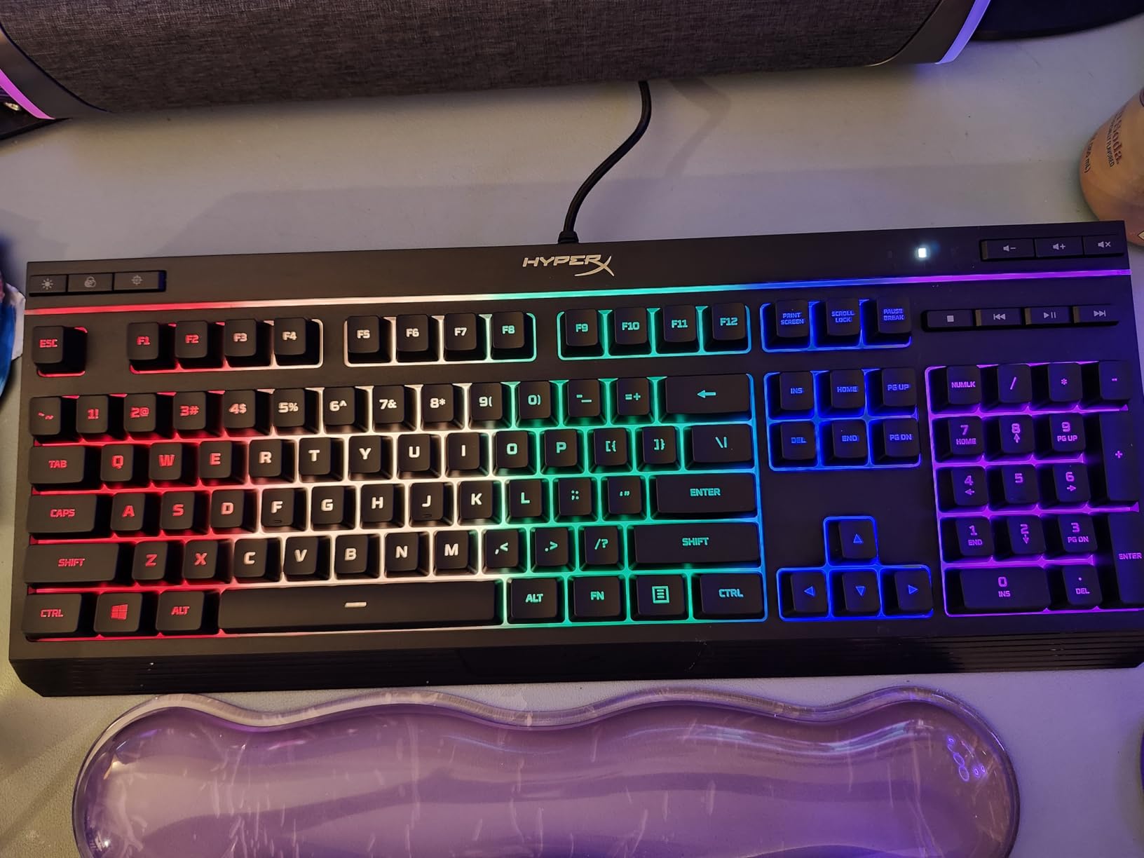 HyperX Alloy Core RGB - Membrane Gaming Keyboard, Comfortable Quiet Silent Keys with RGB LED Lighting Effects, Spill Resistant, Dedicated Media Keys, Compatible with Windows 10/8.1/8/7 - Black customer photo 1