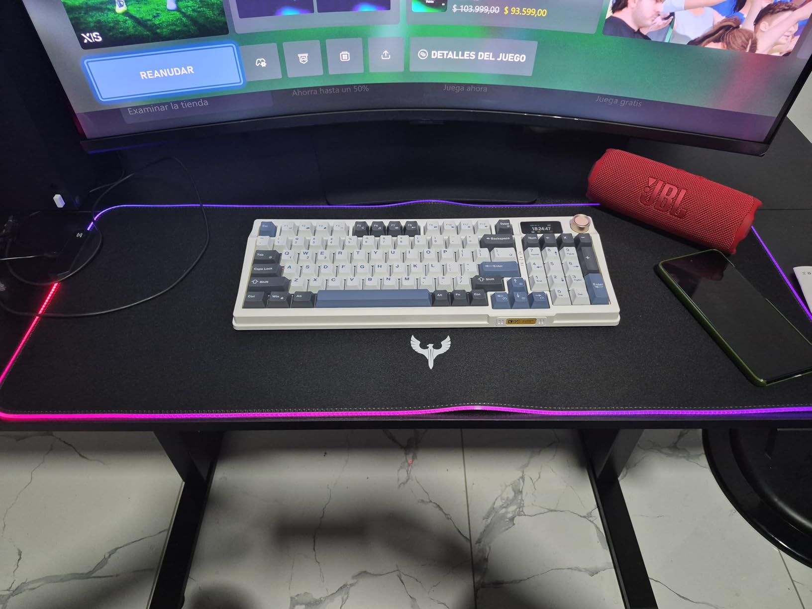 BladeHawks Extra Large RGB Gaming Mouse Pad - 14 Light Modes, Extended Soft LED Mouse Pad, Anti-Slip Rubber Base, Computer Keyboard Mousepad Mat (31.5 x 12 Inch) customer photo 2