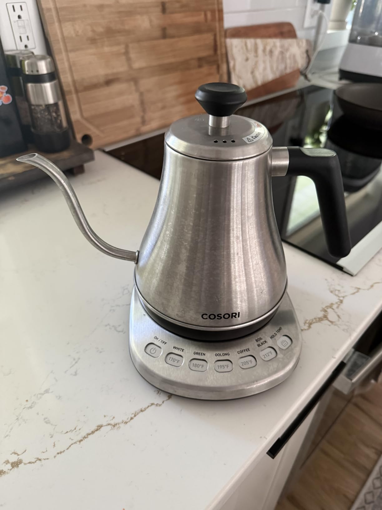 Cosori Electric Gooseneck Kettle with 5 Temperature Control Presets, Pour Over Kettle for Coffee & Tea, Hot Water Boiler, 100% Stainless Steel Inner Lid & Bottom, 1200W, 0.8L, Black customer photo 1