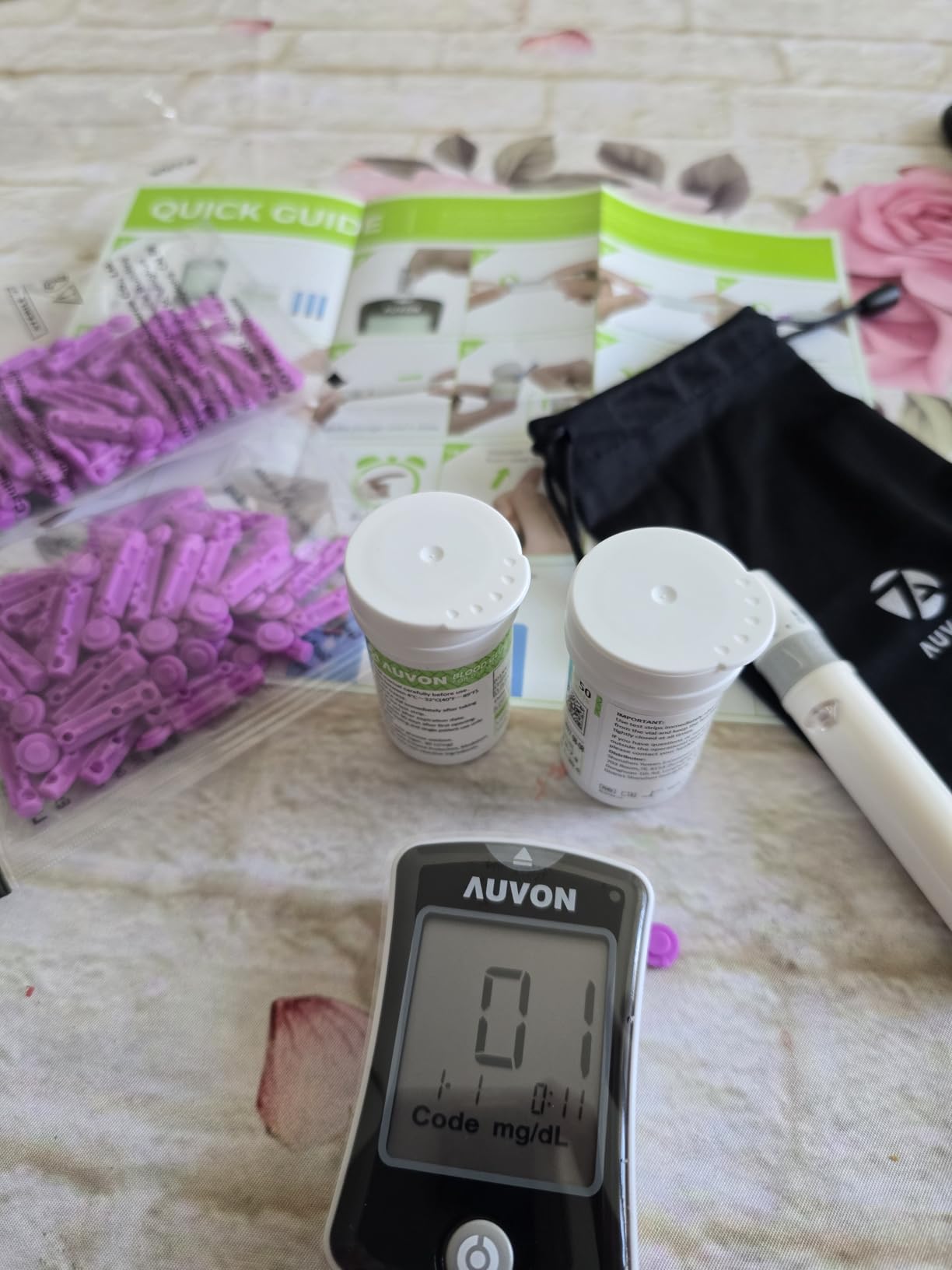 AUVON Blood Glucose Monitor Kit, High Accuracy Blood Sugar Test Kit with 50 Glucometer Strips, 50 Lancets, DS-W Diabetes Testing Kit, No Coding Required customer photo 2