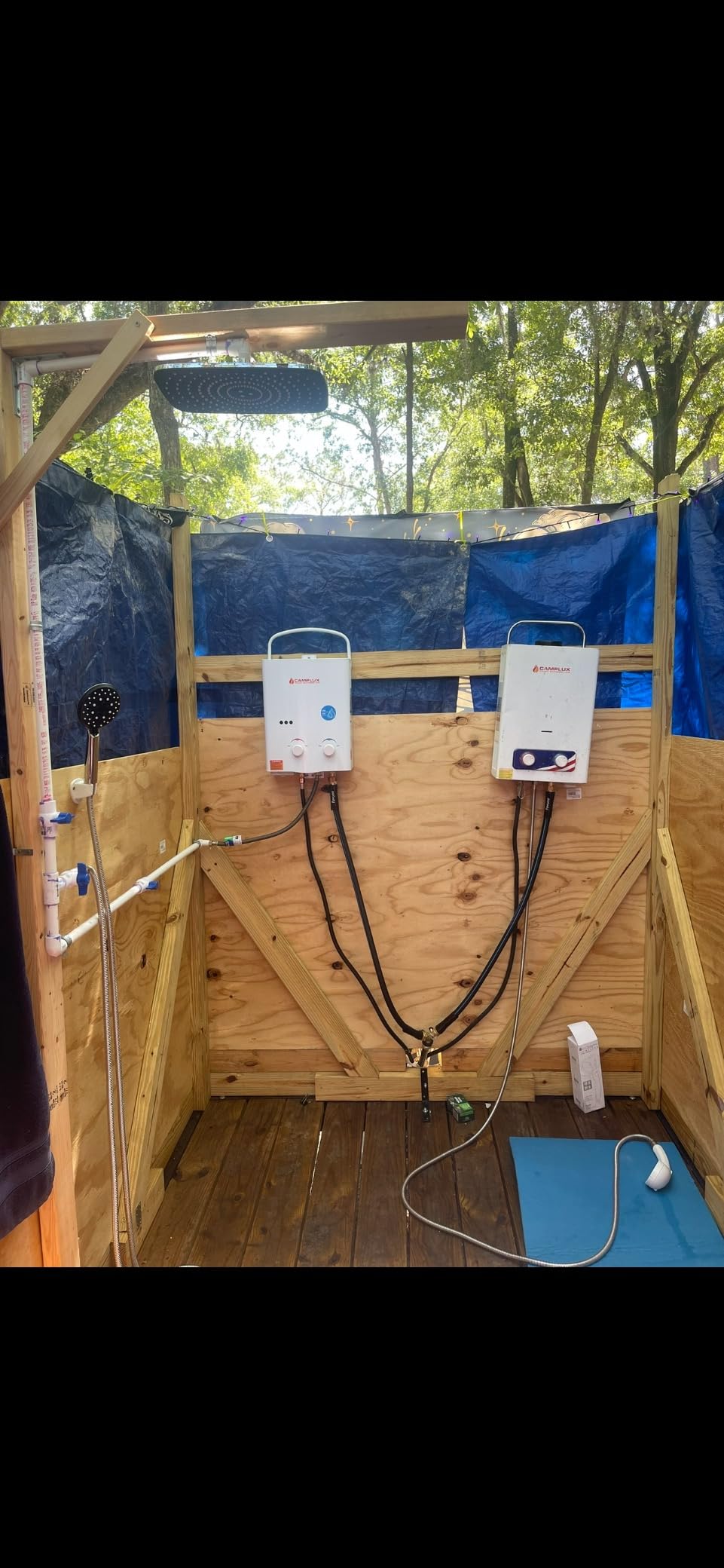 CAMPLUX Portable Propane Water Heater & Pump Kit, 1.32 GPM Tankless Gas Shower System with 12V Pump, Long Power Cables & Extension Hoses, Instant Hot Water for Off-Grid Camping, RV, AY132P43, White customer photo 1