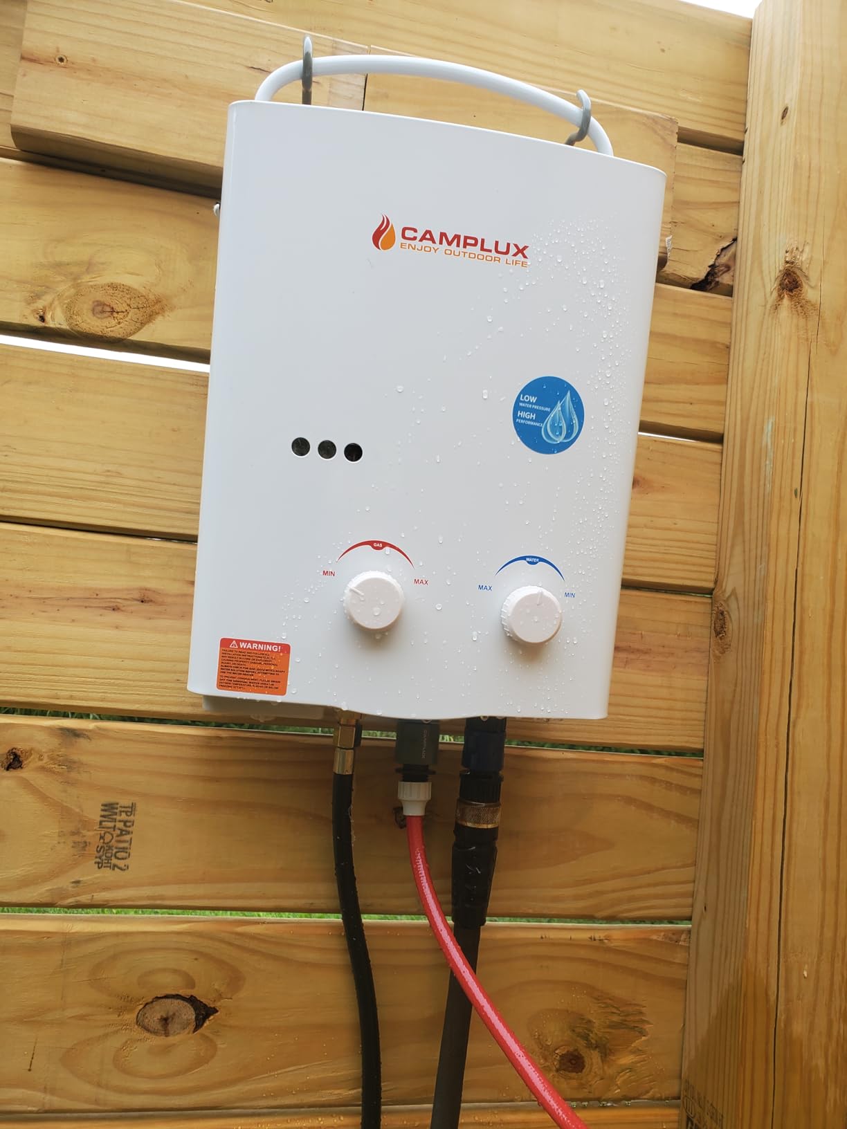 CAMPLUX Portable Propane Water Heater & Pump Kit, 1.32 GPM Tankless Gas Shower System with 12V Pump, Long Power Cables & Extension Hoses, Instant Hot Water for Off-Grid Camping, RV, AY132P43, White customer photo 2