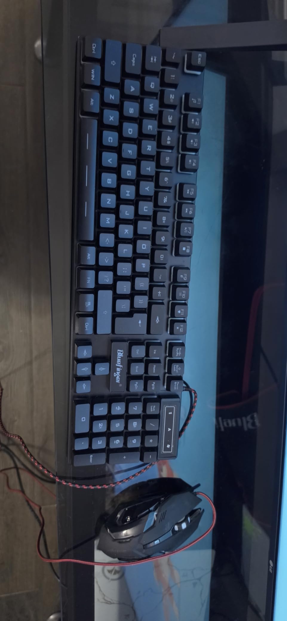 BlueFinger RGB Gaming Keyboard and Backlit Mouse Combo, USB Wired, LED Gaming Set for Laptop PC Computer Game and Work customer photo 1