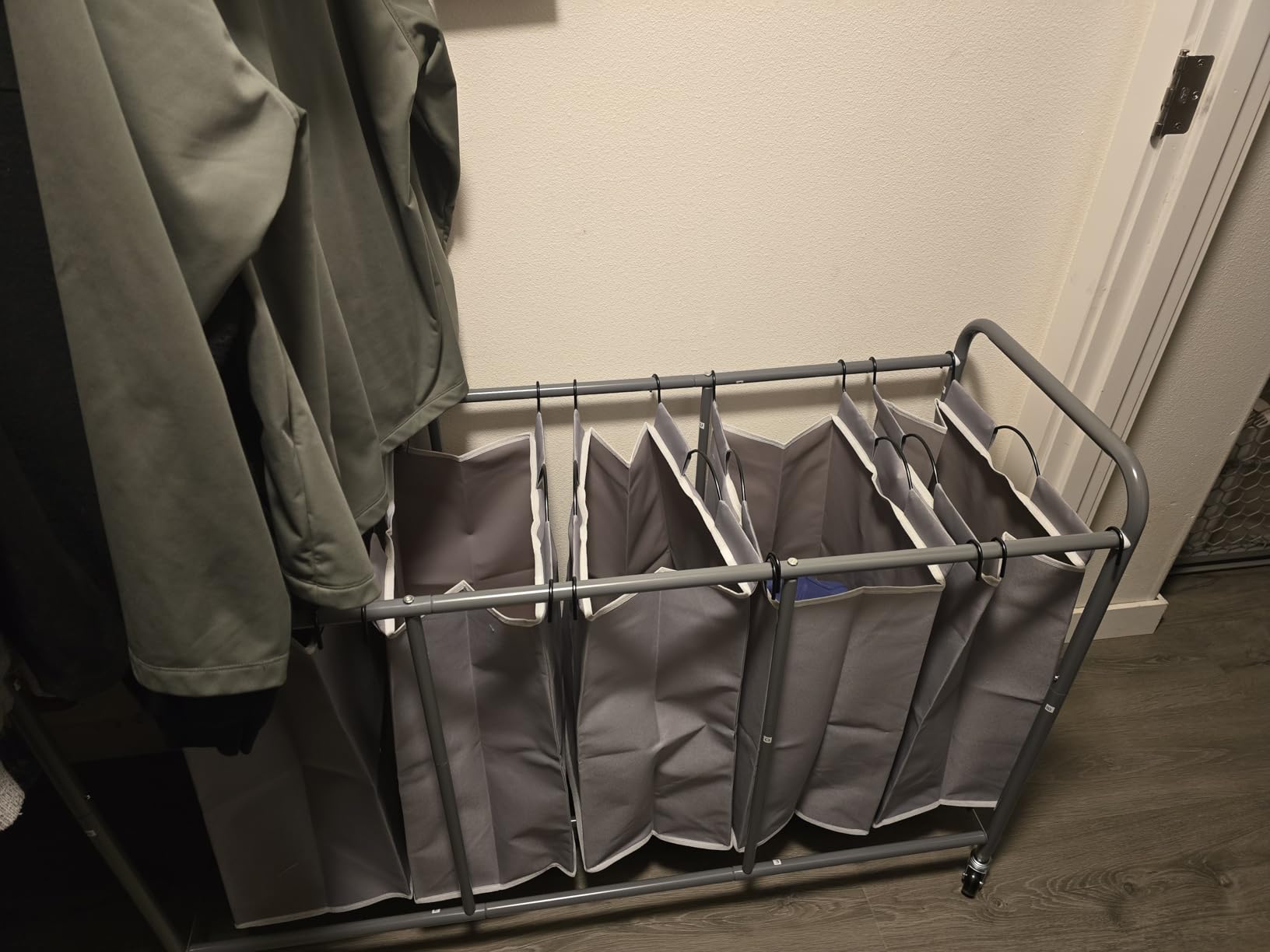 STORAGE MANIAC Laundry Sorter 4 Section, 47.5 Gal (180 L) Laundry Hamper with Wheels, Clothes Divider Basket Sorter, Clothes Separator Hamper Cart with Wheels and Removable Bags, Gray customer photo 1