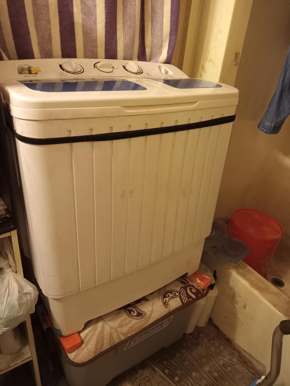Giantex Portable Washing Machine, 20lbs Capacity, Twin Tub 2lbs Washer & 8lbs Spinner Combo, Compact for Apartment RV Dorms, Blue & White, GT24267-PE customer photo 1