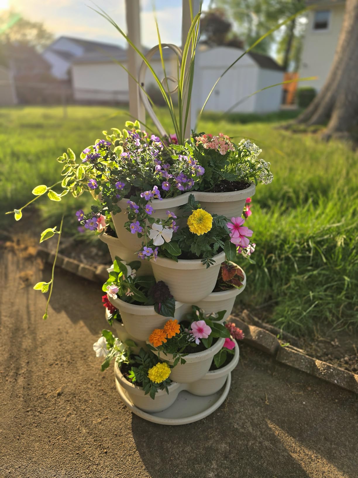 VIVOSUN 5 Tier Vertical Gardening Stackable Planter for Strawberries, Flowers, Herbs, Vegetables, Ivory customer photo 1