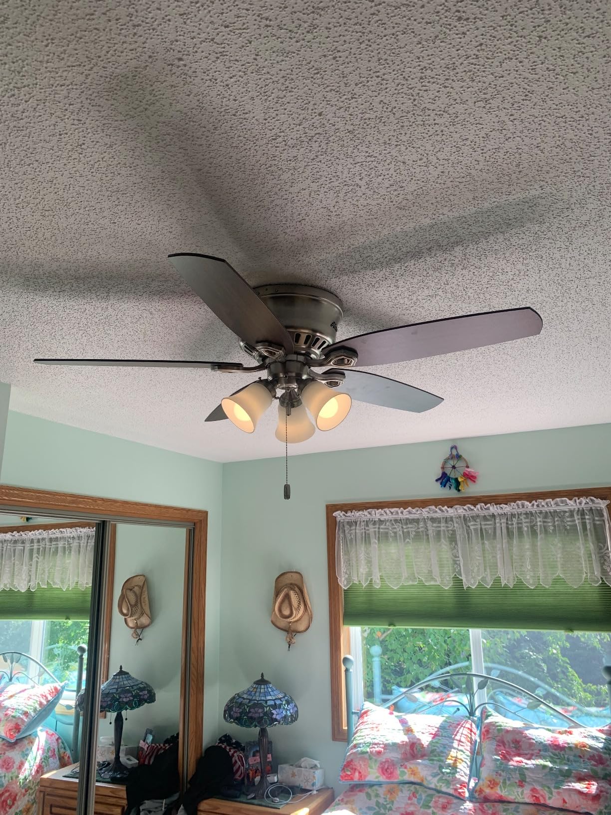 Hunter 52 inch Indoor Ceiling Fan with LED Lights - Ceiling Fan with Pull Chain, For Bedroom, Living Room, or Kitchen, Low Profile Flush Mount, No Remote, 5 Blades - Builder 51112, Brushed Nickel customer photo 1