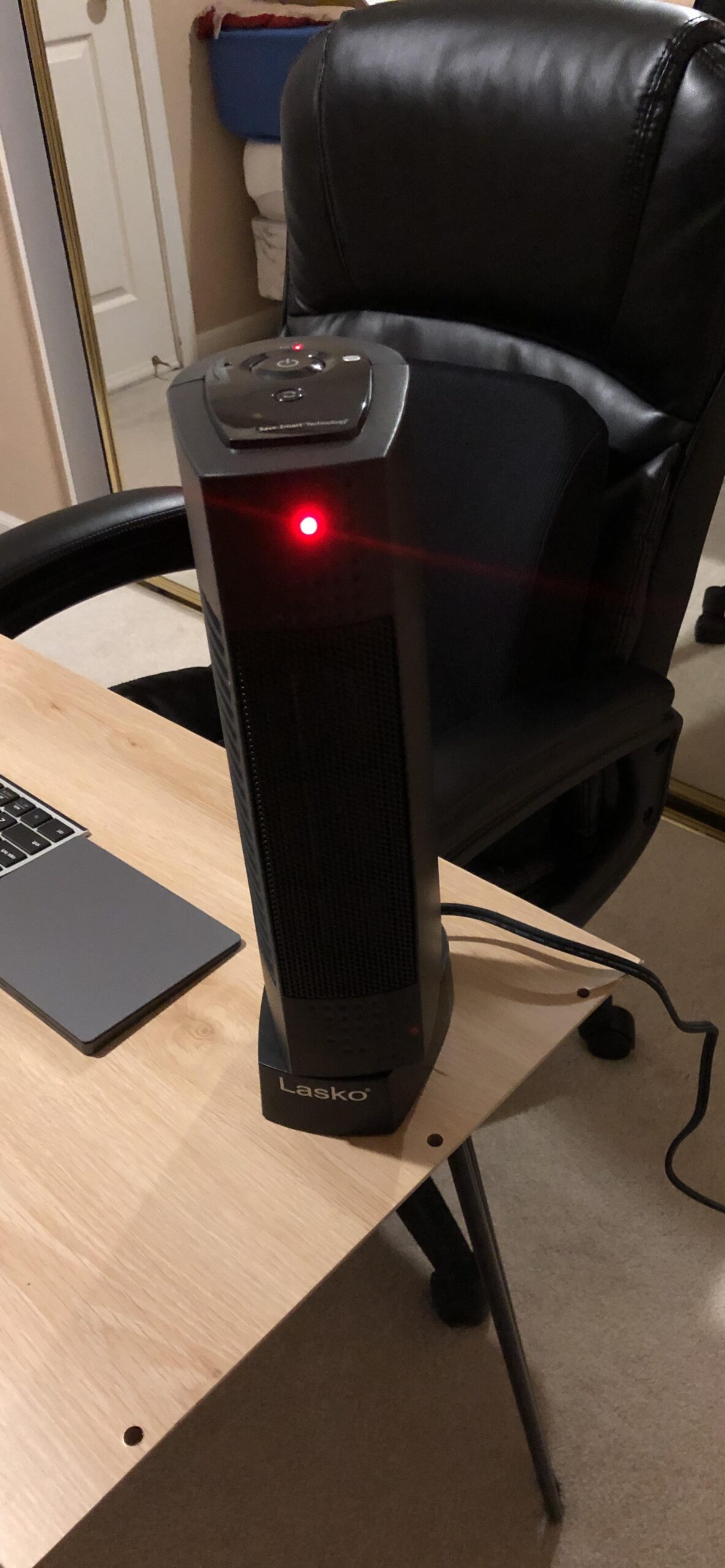 Lasko Oscillating Ceramic Slim Tower Desktop Space Heater for Home with Thermostat and 2 Speeds, 14 Inches, Black, 1500W, CT14101 customer photo 2