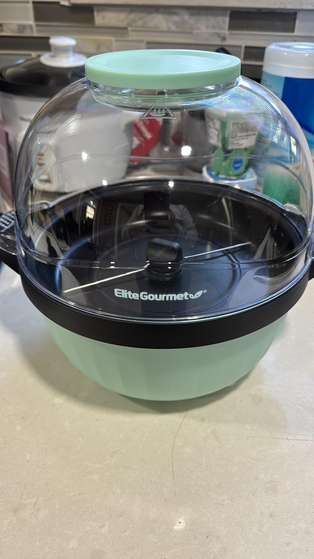 Elite Gourmet EPM330M Automatic Stirring 12-cup Popcorn Maker Popper, Hot Oil Popcorn Machine w/Measuring Cap & Built-in Reversible Serving Bowl, Great for Home Party Kids, Safety ETL Approved, Mint customer photo 2