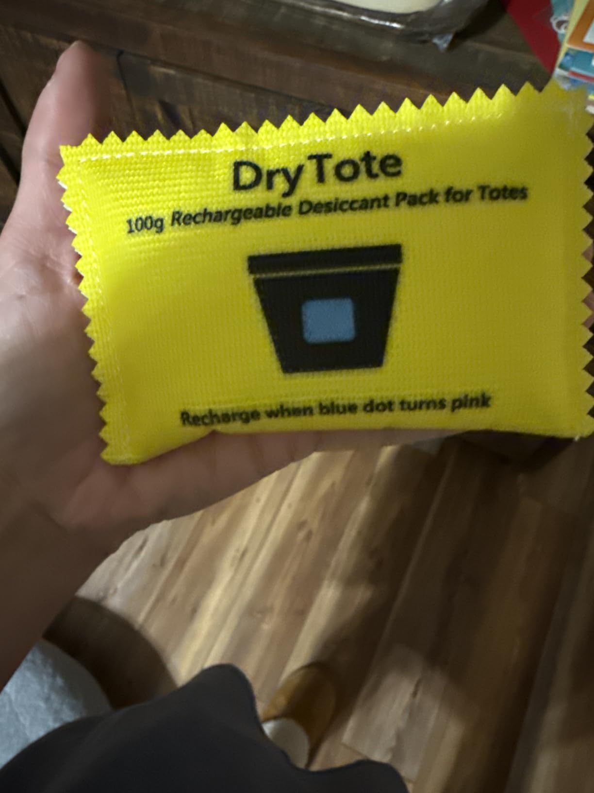 DryTote Rechargeable Desiccant Pack (Pack of 5), Ultimate Moisture Absorption, Color Change Indicator, Safe Storage Protection, Large Capacity 200 Gallons, 100g, Yellow customer photo 1