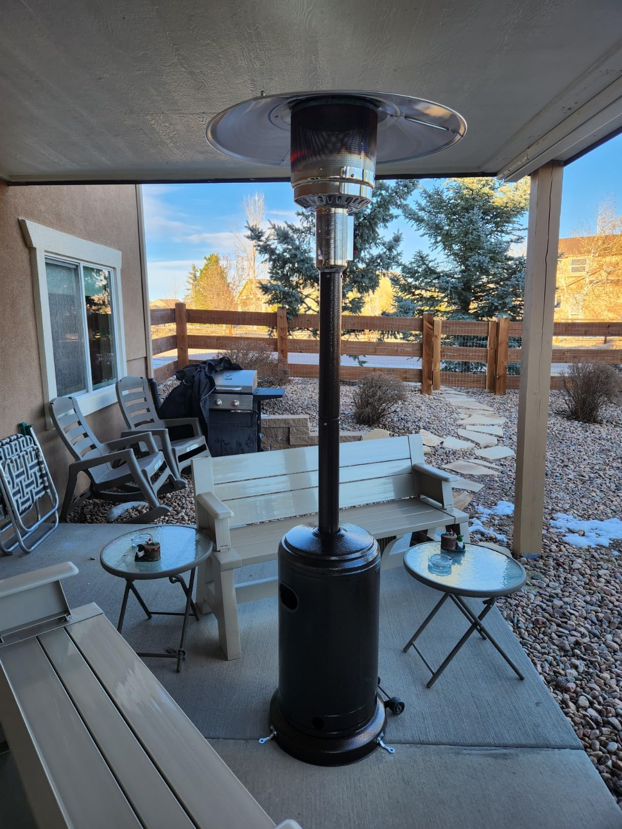 Giantex 50,000 BTU Propane Patio Heater for Outdoor Use, Heat Lamp With Wheels, Trip-over Protection & CSA Certified for Commercial and Household (Grey) customer photo 2