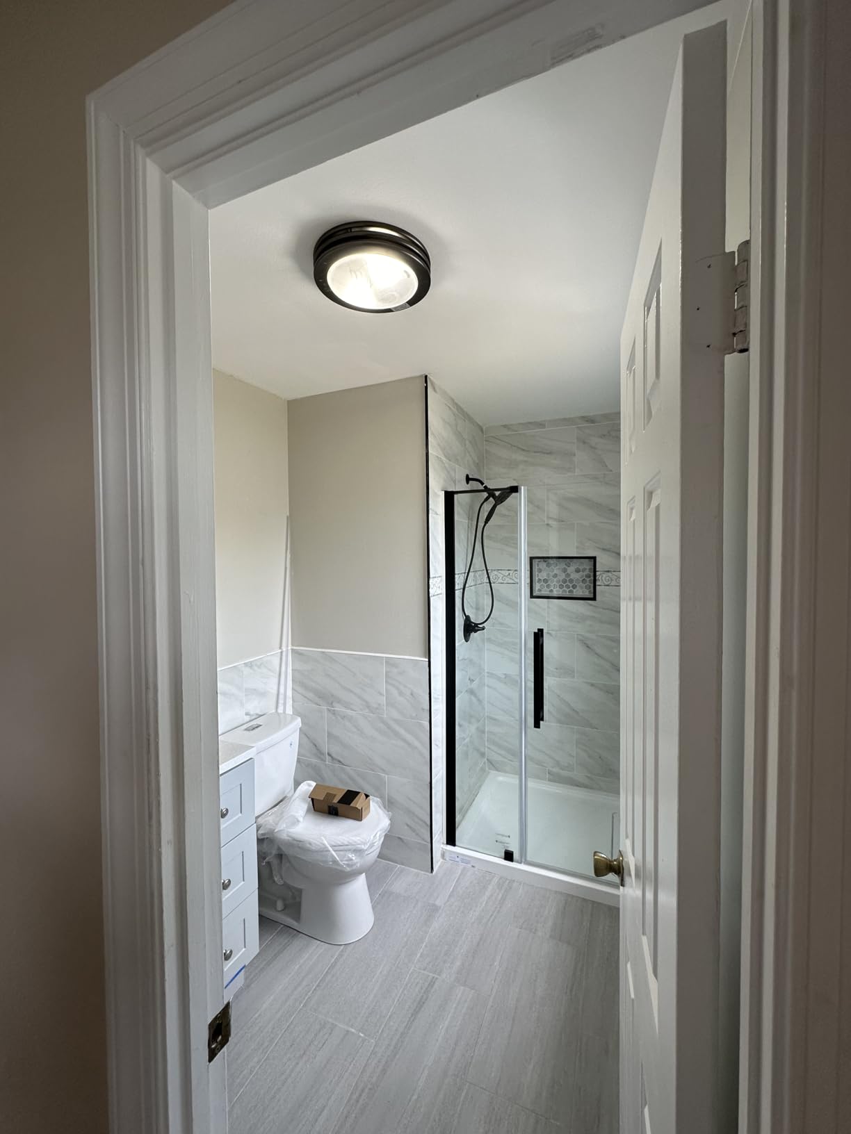 Akicon Ultra Quiet Bathroom Exhaust Fan with LED Light 80CFM 2.0 Sones Round Bathroom Ventilation Fan with Frosted Glass Cover Brushed Nickel Finish (Brushed Nickel) customer photo 2