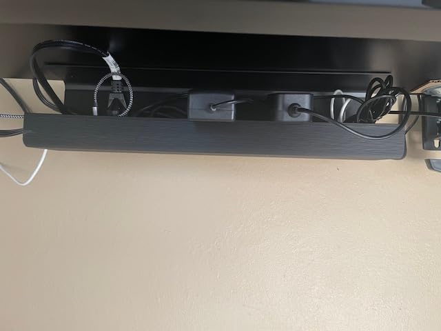 No-Screw Under Desk Cable Management Tray - Self-Adhesive Installation, Cord Management, Cable Tray, Under Desk Wire Organizer - Black Set of 2 customer photo 2