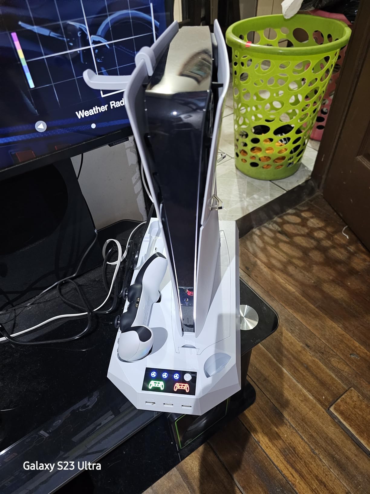PS5/PS5 Slim/PS5 Pro Stand and Cooling Station with Dual Controller Charging Station for PlayStation 5 Console, PS5 Accessories Incl. Controller Charger, Cooling Fan, Headset Holder, 3 USB Hub, White customer photo 1