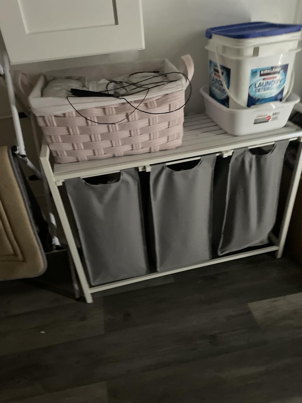 VASAGLE Laundry Hamper, Laundry Basket, Laundry Sorter with 3 Pull-Out and Removable Bags, Shelf, Metal Frame, 3 x 10.6 Gallons (40 L), 36.4 x 13 x 28.4 Inches, Ink Black and Rustic Brown UBLH301B01 customer photo 2