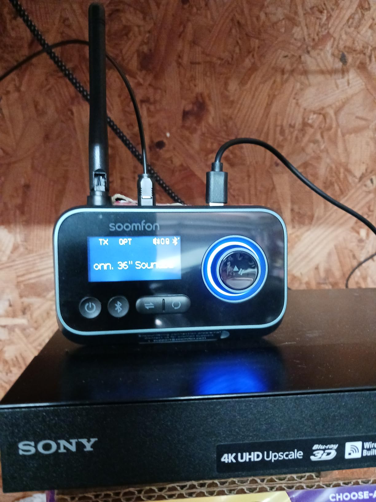 SOOMFON Bluetooth Transmitter for TV 3-in-1 Bluetooth 5.0 Transmitter Receiver for TV to 2 Headphones with LCD Display Adjustable Volume, Optical AUX RCA Bypass for Home Stereo Speaker customer photo 1
