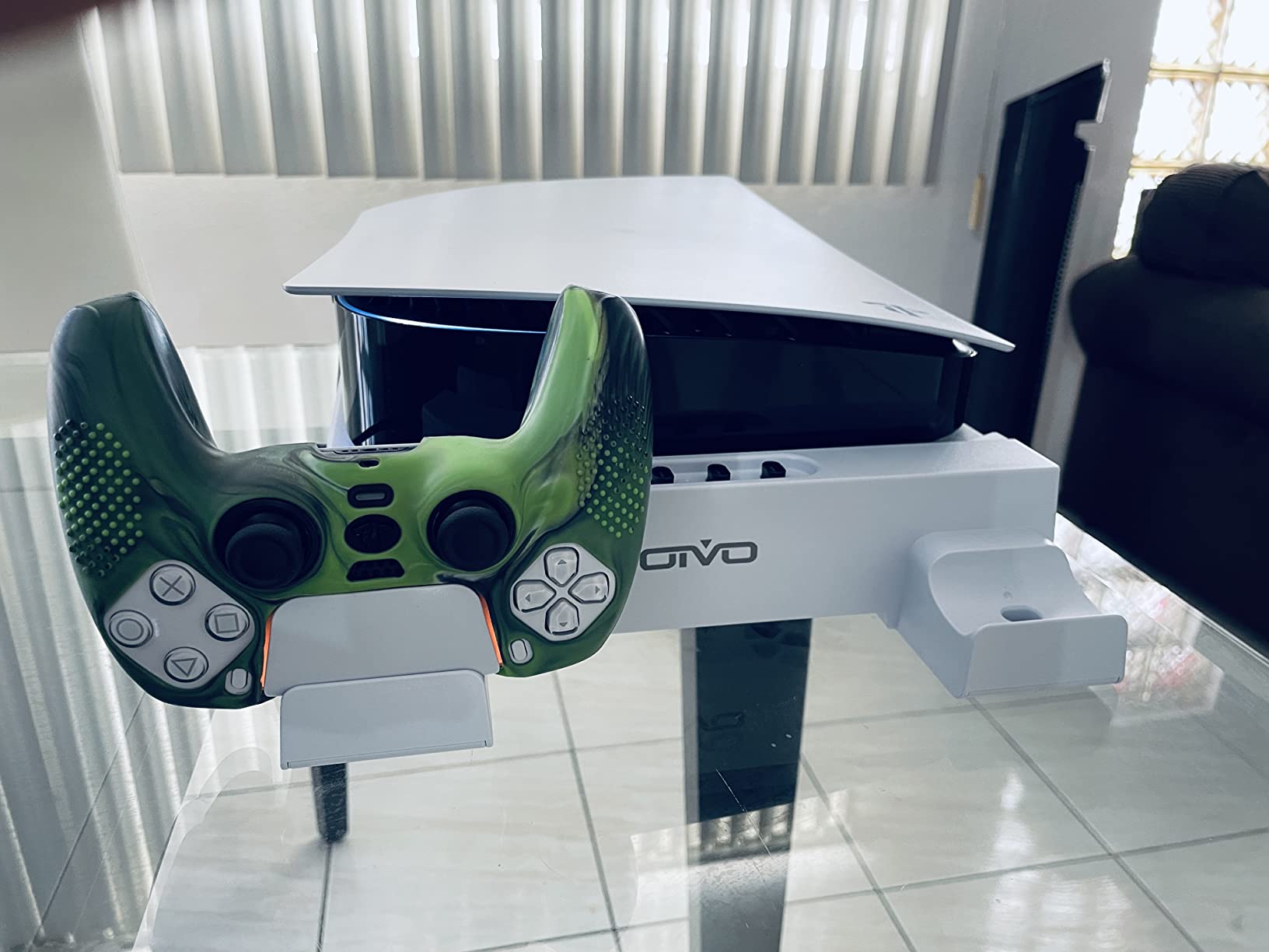 OIVO PS5 Horizontal Stand and Cooling Station with 3-Level Cooling Fan, Dual PS5 Controller Charger for PlayStation 5 Controller, Horizontal PS 5 Cooling Stand(Not for PS 5 Slim/Pro) customer photo 1