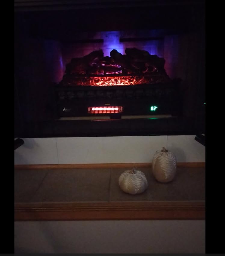 TURBRO Eternal Flame 26-Inch Infrared Quartz Electric Fireplace Log Heater, Realistic Lemonwood Logs, Adjustable Flame Colors, Remote Control, Thermostat, Timer, EF26-LG, 1500W customer photo 1