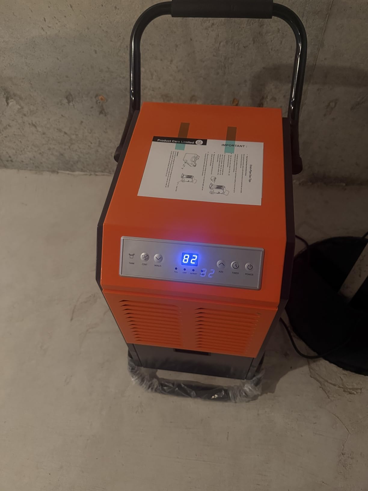 COSTWAY 163 Pints Commercial Dehumidifier, 4500 Sq.Ft Crawl Space Dehumidifier with Drain Hose, 24H Timer, for Basement, Warehouse, Job Site (Orange) customer photo 1