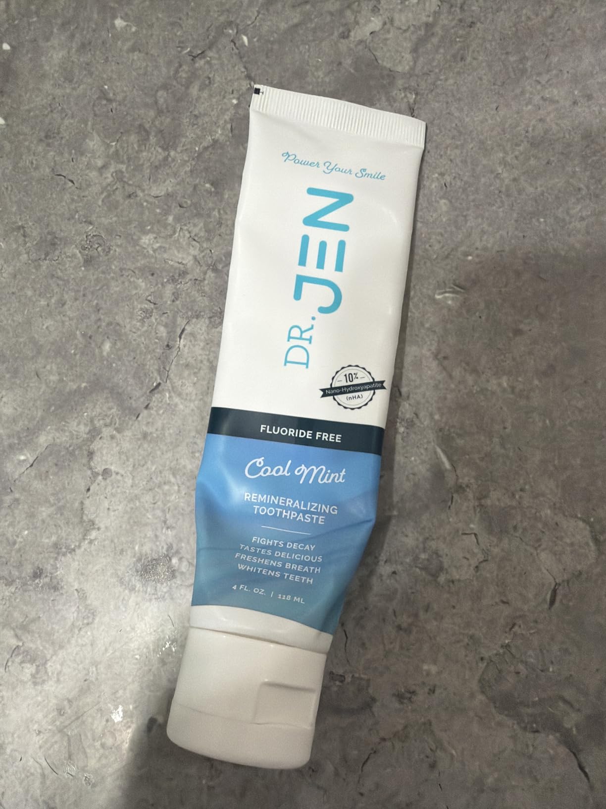 Dr. Jen Fluoride Free Toothpaste with 10% Premium Nano Hydroxyapatite, Xylitol & Glycerin, Remineralizing Daily Oral Care for Sensitive Teeth, Travel Essentials, Cool Mint, 1 Pack customer photo 1