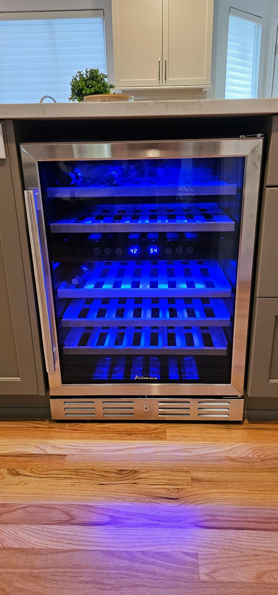 Kalamera 24 inch Wine Cooler, 37 Bottle Dual Zone Built-in or Freestanding | Wine Fridge with Stainless Steel Reversible Glass Door, for Home, Kitchen or Office customer photo 1