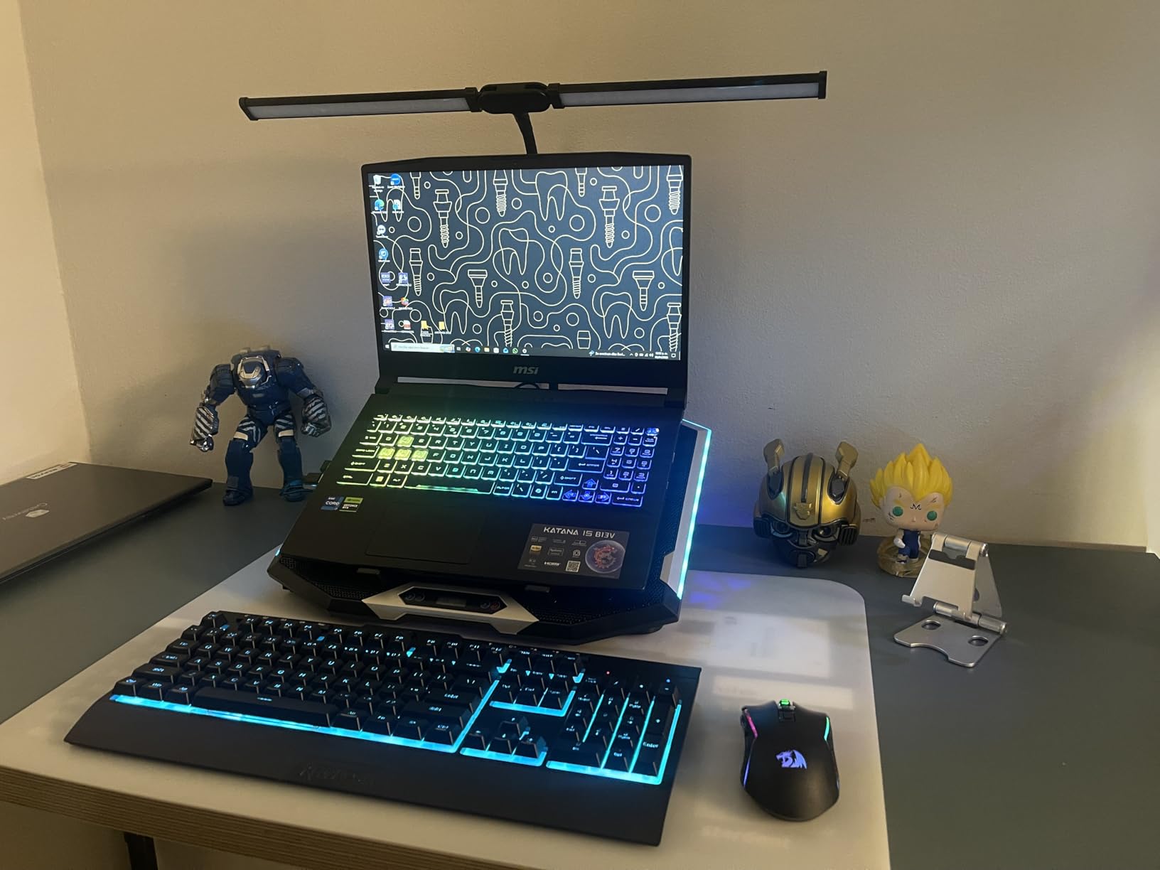 ICE COOREL Gaming Laptop Cooling Pad with 8 Cooling Fans, Laptop Fan Cooler Pad for 15-17.3 Inch, Notebook Cooler Stand with 6 Height Adjustable, RGB Cooling Pad with Two USB Port + Phone Stand customer photo 1