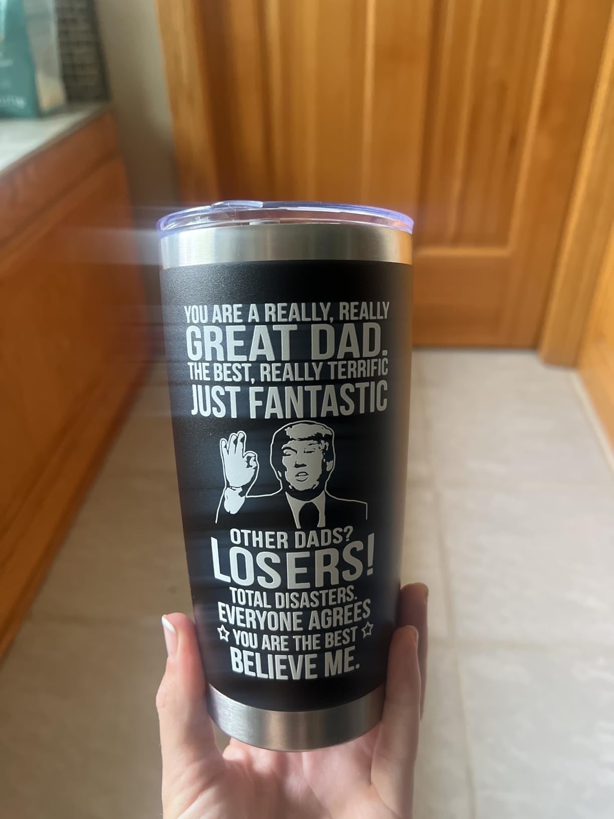 Fathers Day Gift for Dad from Daughter, Son, Kids - Funny Fathers Day Tumbler - Gifts for Husband from Wife - Present for Father - Dad Birthday Gift, Insulated Stainless Steel Tumbler 20oz, Navy customer photo 1
