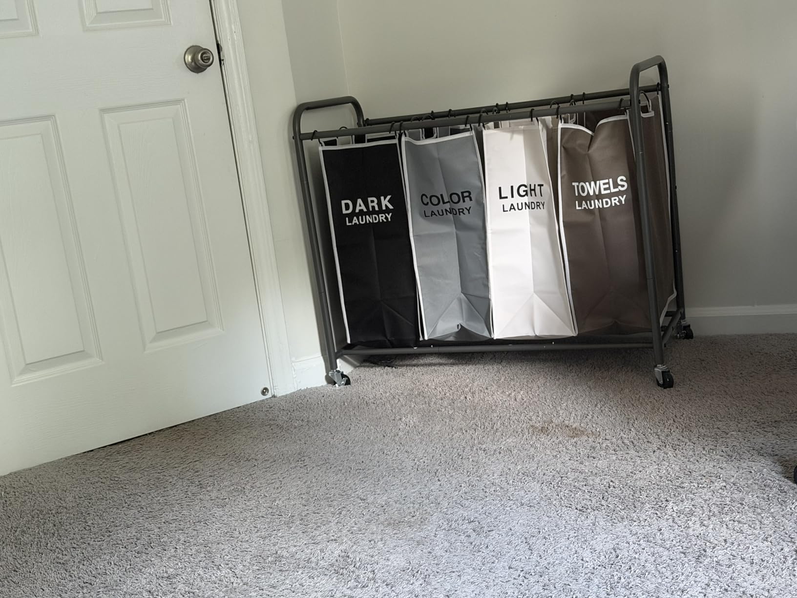 ROMOON Laundry Hamper Sorter Cart: 4-Section Organizer with Heavy-Duty Lockable Wheels and Removable Bags | 180L Rolling Laundry Basket for Dirty Clothes in Laundry Room or Small Spaces (Multicolor) customer photo 2