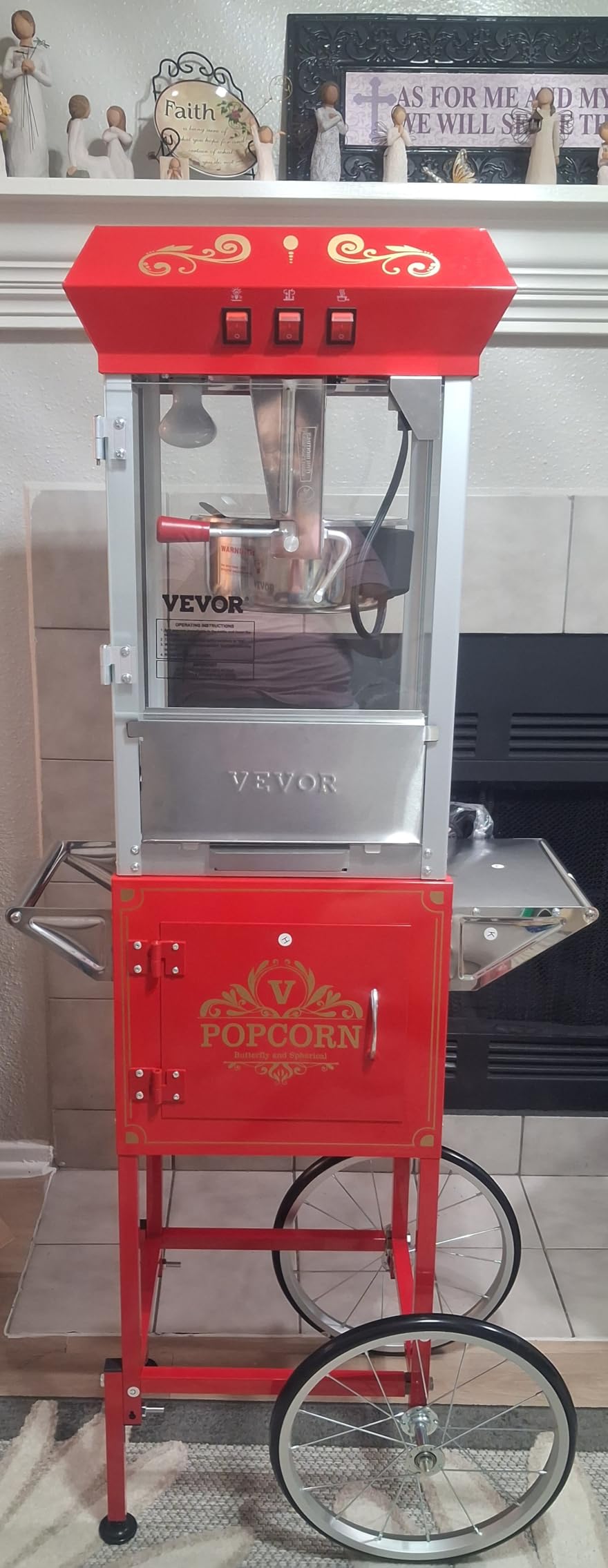 VEVOR Commercial Popcorn Machine, 8 Oz Kettle, 850 W Countertop Popcorn Maker for 48 Cups per Batch, Theater Style Popper with 3-Switch Control Steel Frame Tempered Glass Doors 2 Scoops 2 Spoons, Red customer photo 1