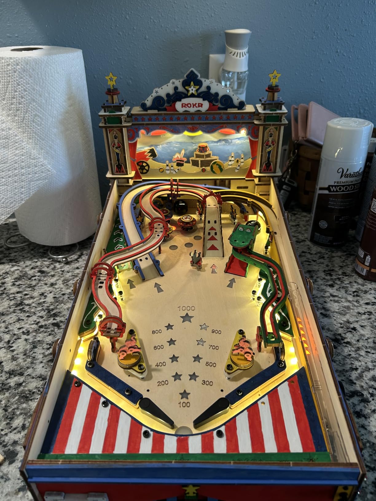 ROKR Miniature Pinball Machine - 3D Wooden Puzzles for Adults - DIY Wood Model Kits for Adults - Toy Gifts for Ages 14 and Up customer photo 1