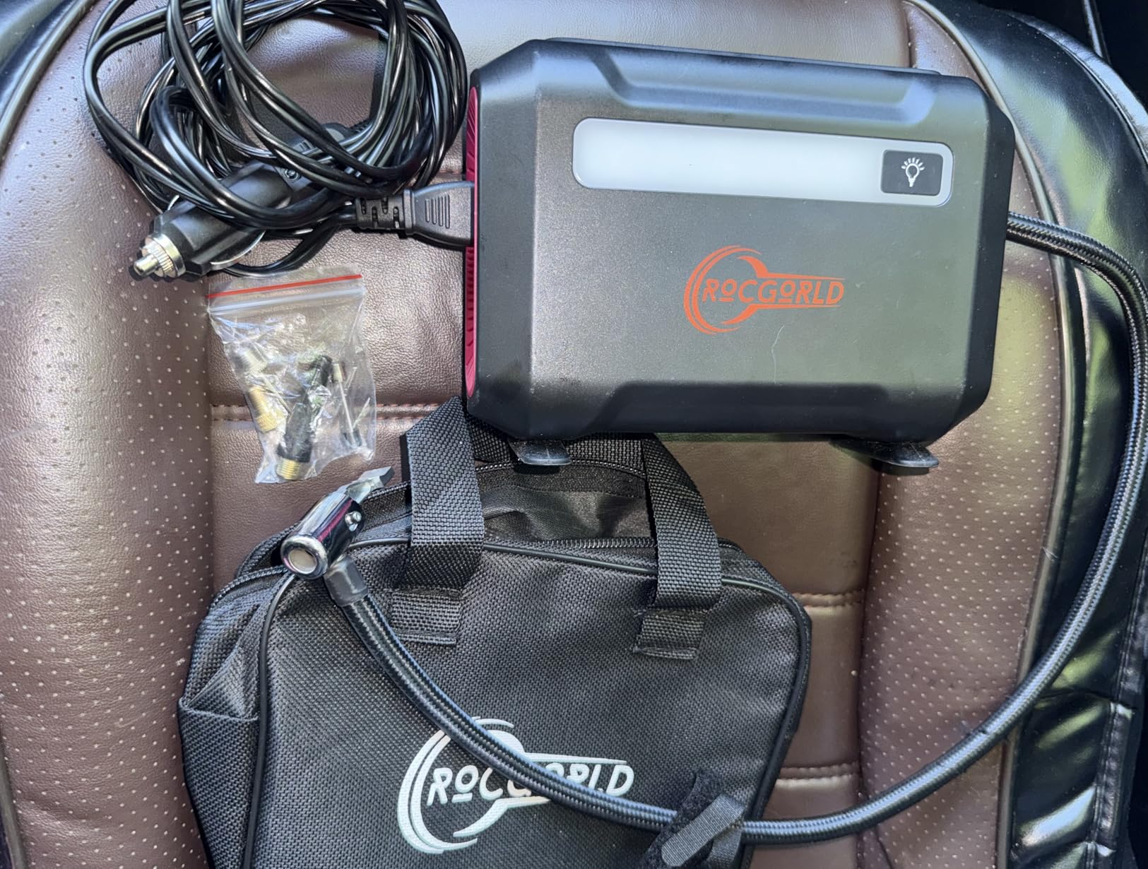 ROCGORLD R8 Tire Inflator Portable Air Compressor, DC 12V Air Compressor Portable with Large Dual Digital Screen, 3X Faster Inflation Air Pump for Car, Bike, Ball, Motor customer photo 1