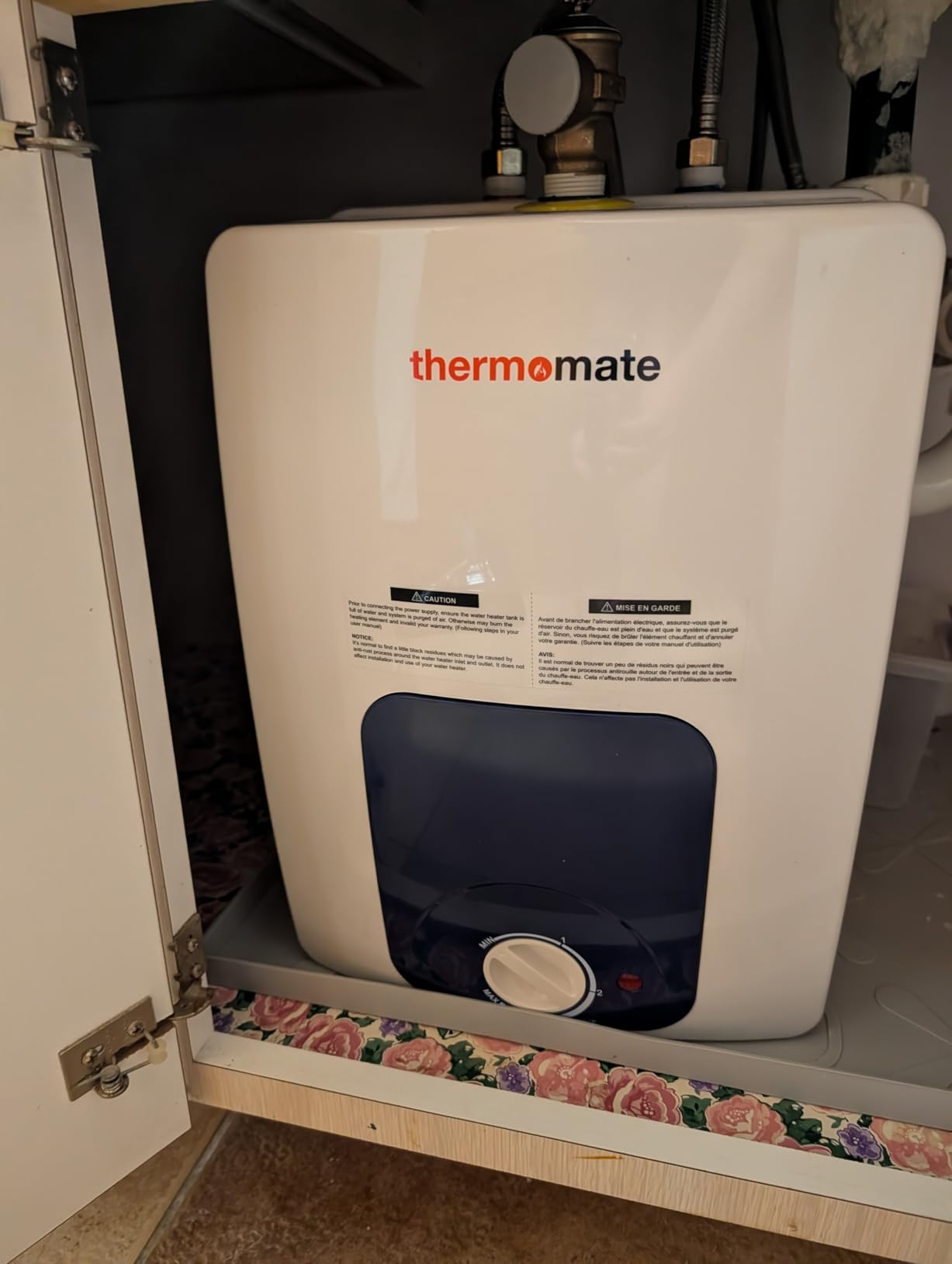 ThermoMate Mini Tank Water Heater Electric UL Listed, ES150B 1.3 Gallon Point of Use Under Sink Water Heater, 120V Corded Wall or Floor Mounted customer photo 1