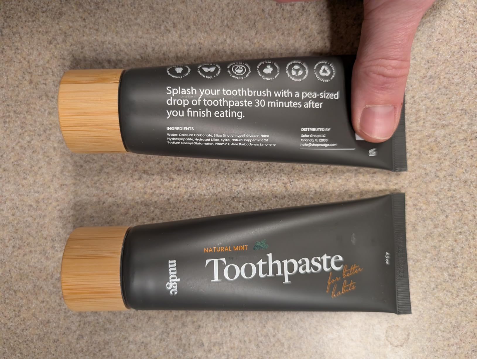 Nudge 10% Nano Hydroxyapatite Toothpaste, Rod-Shaped nHA for Maximum Enamel Contact, Natural Whitening, Fluoride Free & SLS Free, Natural Mint, 4.5 oz (Pack of 2) customer photo 1