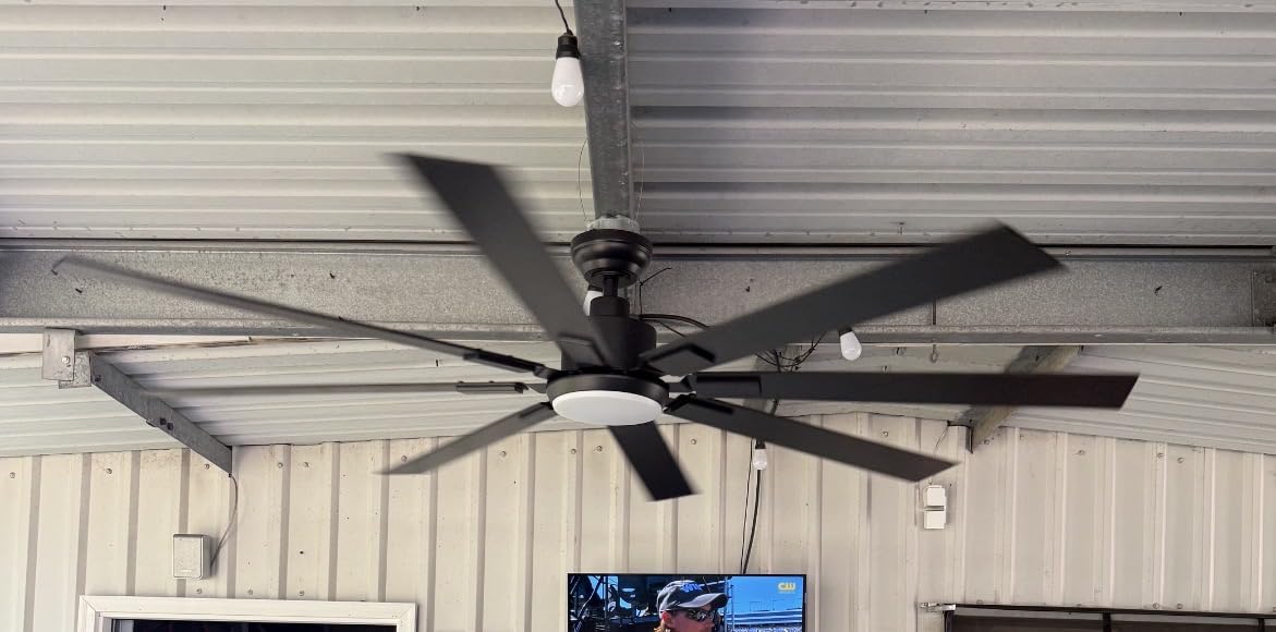 ZMISHIBO 72 inch Large Ceiling Fans with Lights and Remote, Indoor/Outdoor Black Modern Ceiling Fan for Kitchen Living Room Patio, 6 Speed Reversible Quiet DC Motor, 3 CCT, Dual Finish 8 Blades customer photo 1