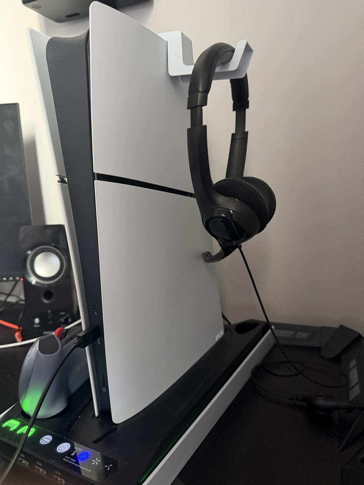 PS5/Slim/Pro Stand for Disc & Digital Console, PS5 Cooling & Charging Station with RGB Lights, PS5 Controller Charger Built-in 3 Level & AUTO Adjustable Fan, Accessories for PlayStation 5 Cases customer photo 2