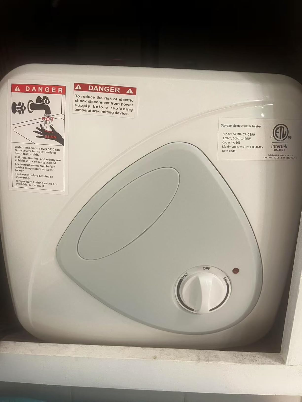 BN-LINK Electric Mini-Tank Water Heater 2.7 Gallon Under Sink Water Heater, 1440W Point of Use Demand for Instant Hot Water 120V, Compact Tank for Space Saving, ETL Listed customer photo 1