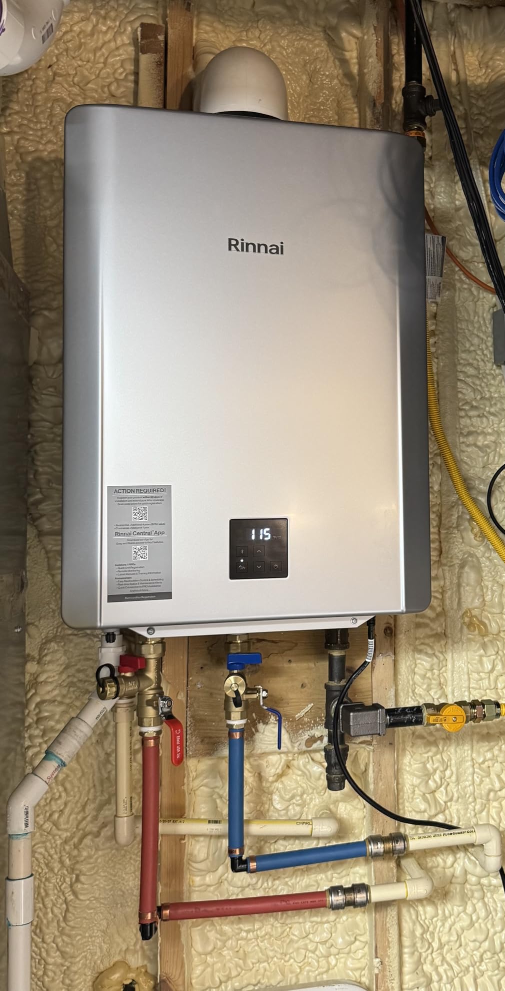 Rinnai RX199iN Condensing Smart Sense Natural Gas or Propane Tankless Water Heater, Indoor or Outdoor, Up to 11.1 GPM, 199,000 BTU customer photo 2