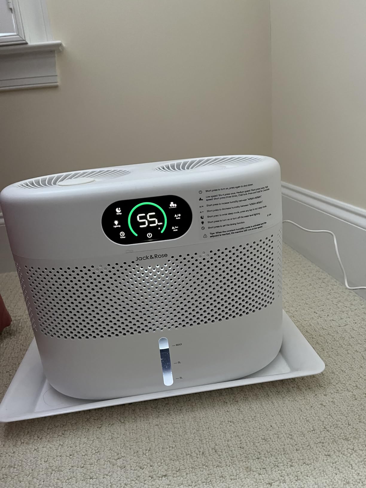 Reuseable Wick Evaporative Humidifier for Bedroom Quiet Healthy Baby Humidifier, No White Dust, Evaporative Humidifier Large Room 800ml/h 3 Speeds, 2 customer photo 1
